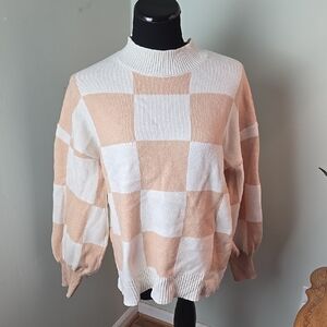🎁 Zesica Checkerboard Nuetral Sweater